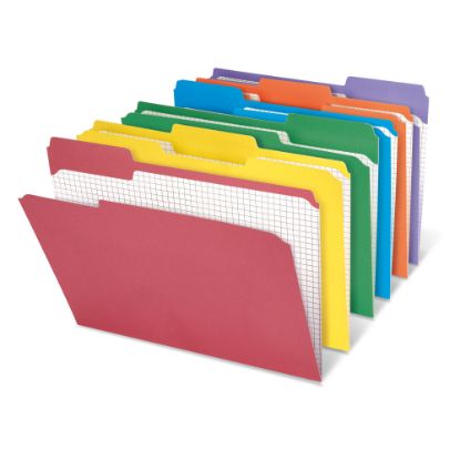 Picture of Office Depot Brand Reinforced Tab Color File Folders With Interior Grid, 1/3 Cut, Letter Size, Assorted Colors, Box Of 100