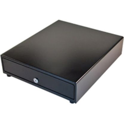 Picture of apg Genesis Cash Drawer - USD 4 Bill - 8 Coin - Stainless Steel, Plastic - Black - 4in Height x 13.8in Width x 16.3in Depth