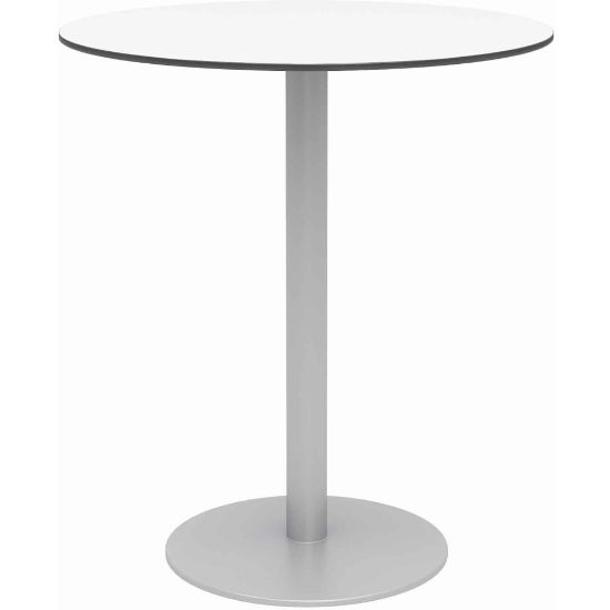 Picture of KFI Studios Eveleen Round Outdoor Bistro Patio Table, 41inH x 36inW x 36inD, Designer White/Silver