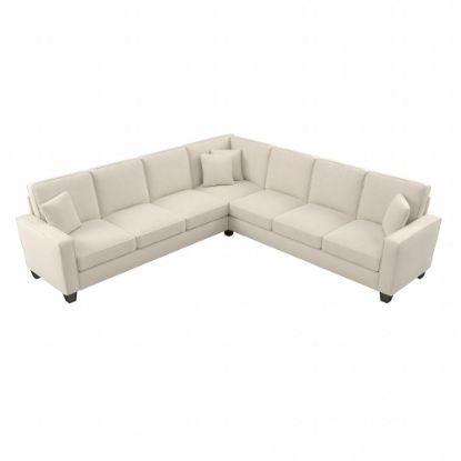 Picture of Bush Furniture Stockton 111inW L-Shaped Sectional Couch, Cream Herringbone, Standard Delivery