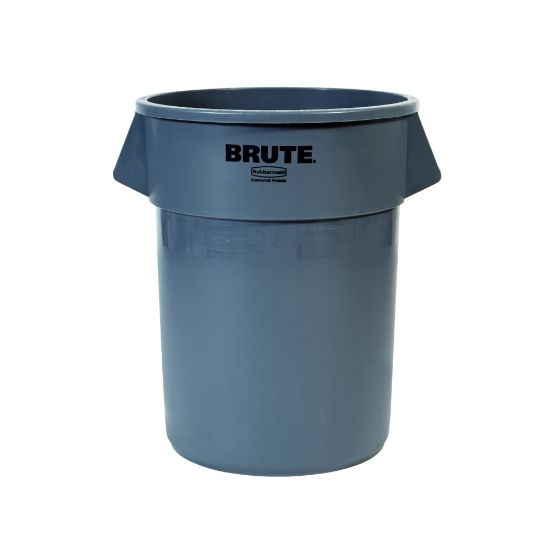 Picture of Rubbermaid Commercial BRUTE Round Plastic Refuse Container, 55 Gallon, Gray