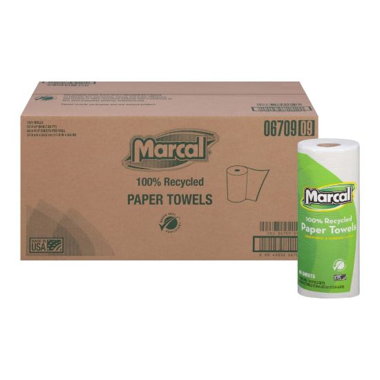 Picture of Marcal Small Steps 1-Ply Paper Towels, 100% Recycled, 60 Sheets Per Roll, Pack Of 15 Rolls