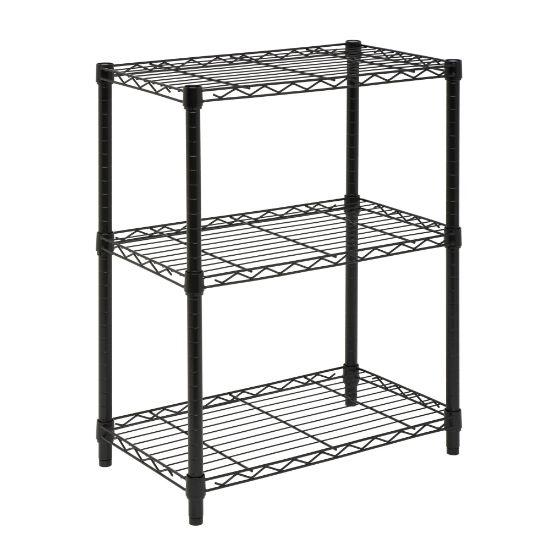 Picture of Honey-can-do SHF-01905 3-Tier Steel Urban Adjustable Storage Shelving Unit, Black - 2 Compartment(s) - 3 Tier(s) - 30in Height x 14in Width x 24in Depth - Black - Steel