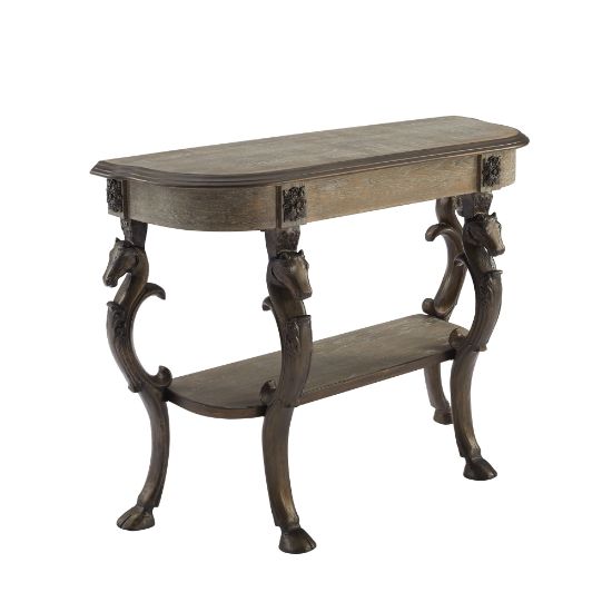 Picture of Powell Willett Demilune Console Table, 31-1/2inH x 42inW x 15-1/2inD, Pewter/Gray Wash