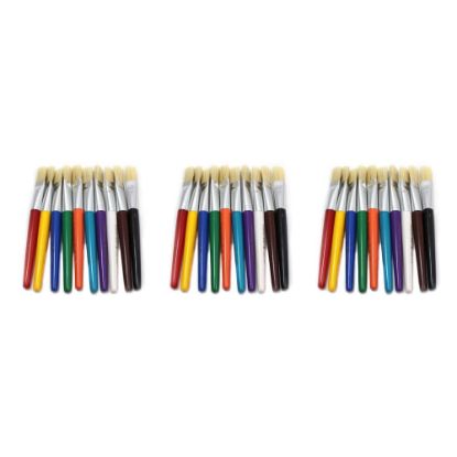 Picture of Charles Leonard Creative Arts Stubby Flat Brushes, 7-1/2in, Assorted Colors, 10 Brushes Per Pack, Set Of 3 Packs