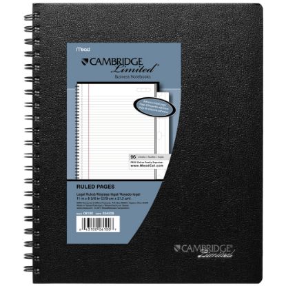 Picture of Cambridge Limited Business Notebook, 8 1/2in x 11in, 1 Subject, Legal Ruled, 96 Sheets, Black (06100)