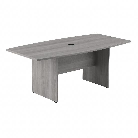 Picture of Bush Business Furniture 72inW x 36inD Boat-Shaped Conference Table With Wood Base, Platinum Gray, Standard Delivery