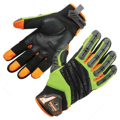 Picture of Ergodyne ProFlex 924 Hybrid Dorsal Impact-Reducing Gloves, Small, Lime