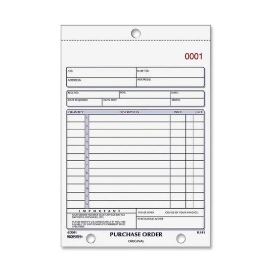 Picture of Rediform 2-part Carbonless Purchase Order Book - 50 Sheet(s) - 2 PartCarbonless Copy - 5.50in x 7.87in Sheet Size - Assorted Sheet(s) - Blue Print Color - 1 Each