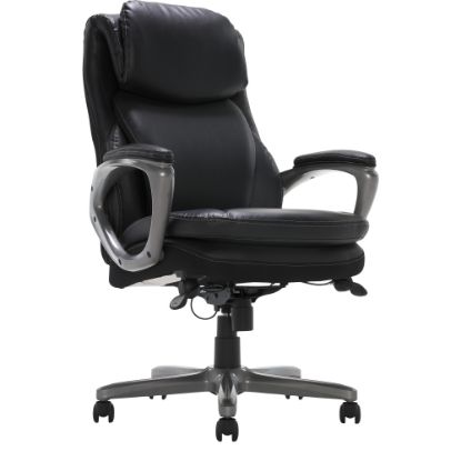 Picture of Serta Smart Layers Arlington AIR Bonded Leather High-Back Executive Office Chair, Black/Silver