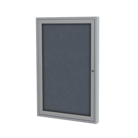 Picture of Ghent 1 Door Enclosed Fabric Bulletin Board, Satin Aluminum Frame, 24inH x 18inW, Gray