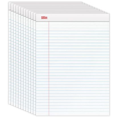 Picture of Office Depot Brand Writing Pads, 8-1/2in x 11-3/4in, Legal/Wide Ruled, 50 Sheets, White, Pack Of 12 Pads