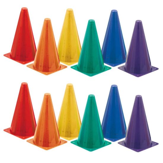 Picture of Champion Sports High Visibility Plastic Cone Sets, 9in x 5-1/2in, Fluorescent, 6 Cones Per Set, Pack Of 2 Sets