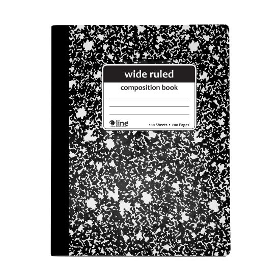 Picture of C-Line Composition Notebooks, 7-1/2in x 9-3/4in, Wide Rule, 100 Sheets, Black Marble, Pack Of 12 Notebooks