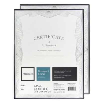 Picture of Realspace Slimline Document Frames, 8-1/2in x 11in, Black, Pack Of 2 Frames