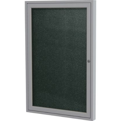 Picture of Ghent 1 Door Enclosed Vinyl Bulletin Board, Satin Aluminum Frame, 24inH x 18inW, Ebony