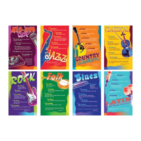 Picture of North Star Teacher Resources Music Genres Bulletin Board Set, 11in x 17in, Multicolor