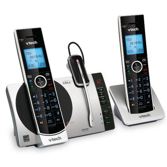 Picture of VTech DECT 6.0 2 Handset Connect To Cell Cordless Phone With Digital Answering System, DS6771-3, 2 Handsets, 1 Cordless Headset