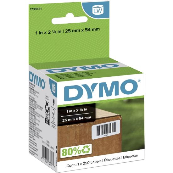 Picture of DYMO LabelWriter Labels, Multipurpose, 1738541, 1in x 2 1/8in, Roll of 250