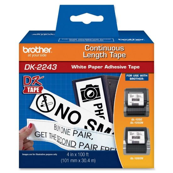 Picture of Brother DK-2243 Continuous-Feed Labels, 4in x 6in, Roll Of 100ft