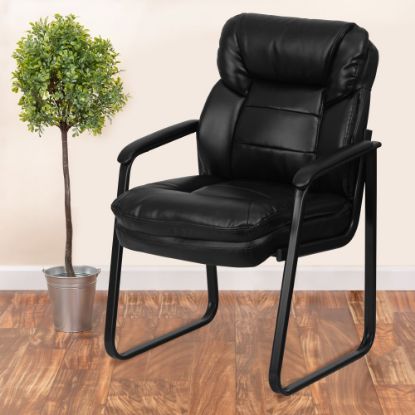 Picture of Flash Furniture LeatherSoft Faux Leather Sled-Base Side Chair, Black