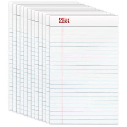 Picture of Office Depot Brand Writing Pads, 5in x 8in, Narrow Ruled, 50 Sheets, White, Pack Of 12 Pads