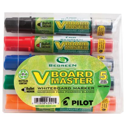 Picture of Pilot V-Board Master BeGreen 91% Recycled Dry-Erase Markers, Bullet Point, Assorted, Pack Of 5