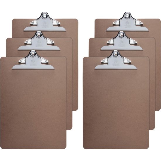 Picture of Business Source Hardboard Clipboard - Standard - 9in x 12 1/2in - Hardboard - Brown - 6 / Bundle