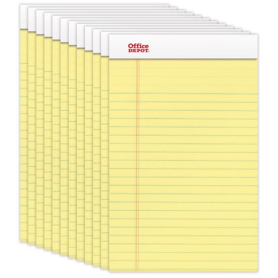 Picture of Office Depot Brand Writing Pads, 5in x 8in, Narrow Ruled, 50 Sheets, Canary, Pack Of 12 Pads