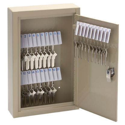 Picture of Office Depot Brand High-Security Locking 30-Key Cabinet, 12 11/16inH x 8 1/8inW x 2 1/2inD, Sand