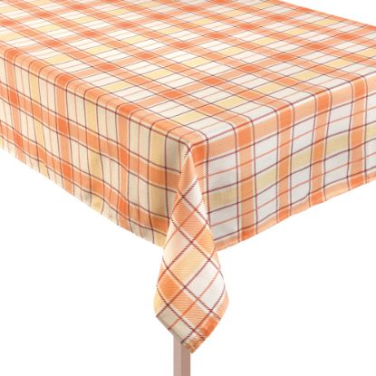 Picture of Amscan Fall Printed Fabric Table Cloth, 60in x 104in, Orange Plaid