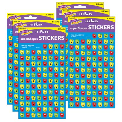 Picture of Trend superShapes Stickers, Happy Apples, 800 Stickers Per Pack, Set Of 6 Packs