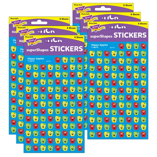 Picture of Trend superShapes Stickers, Happy Apples, 800 Stickers Per Pack, Set Of 6 Packs