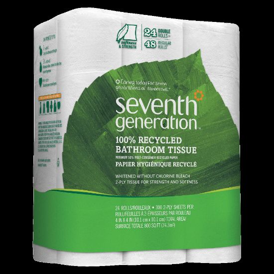 Picture of Seventh Generation 2-Ply Toilet Paper, 100% Recycled, 300 Sheets Per Roll, Pack Of 24 Rolls