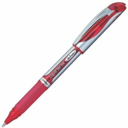 Picture of Pentel EnerGel Deluxe Liquid Gel Pen, Medium Point, 0.7 mm, Silver Barrel, Red Ink