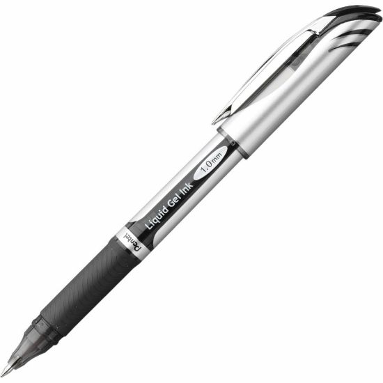 Picture of Pentel EnerGel Deluxe Liquid Gel Pen, Bold Point, 1.0 mm, Silver Barrel, Black Ink