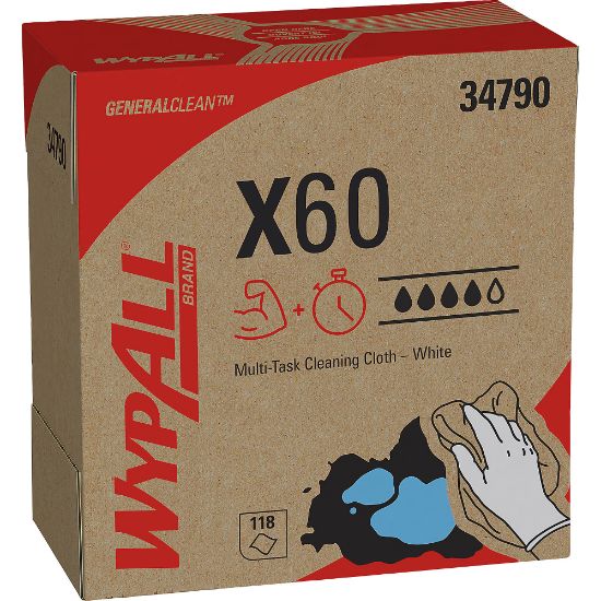 Picture of Kimberly-Clark Professional Wipers WypAll X60 Pop-Up Box, 9 1/10in x 16 4/5in, Box Of 118