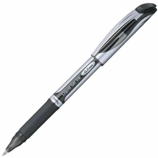 Picture of Pentel EnerGel Deluxe Liquid Gel Pen, Medium Point, 0.7 mm, Silver Barrel, Black Ink