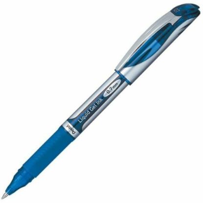 Picture of Pentel EnerGel Deluxe Liquid Gel Pen, Medium Point, 0.7 mm, Silver Barrel, Blue Ink