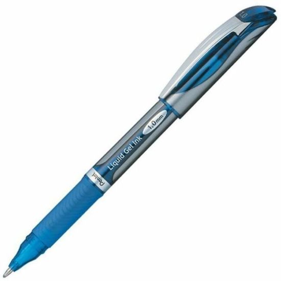 Picture of Pentel EnerGel Deluxe Liquid Gel Pen, Bold Point, 1 mm, Silver Barrel, Blue Ink