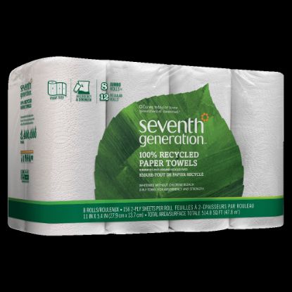 Picture of Seventh Generation 2-Ply Paper Towels, 100% Recycled, 156 Sheets Per Roll, Pack Of 8 Rolls