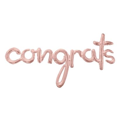 Picture of Amscan "Congrats" Cursive Balloon Banner, 56in x 28in, Rose Gold