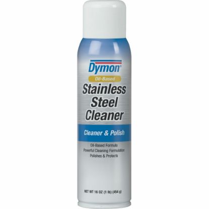 Picture of Dymon Oil-based Stainless Steel Cleaner - For Stainless Steel, Aluminum, Chrome, Copper, Brass - 16 fl oz (0.5 quart) - Neutral Scent - 1 Each - pH Balanced - White