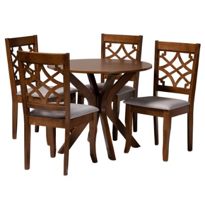 Picture of Baxton Studio Elena Dining Set, 29-15/16inH x 35-7/16inW x 35-7/16inD, Gray/Dark Brown