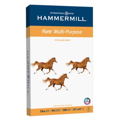 Picture of Hammermill Fore Multi-Use Printer & Copy Paper, 1 Ream, White, Legal (8.5in x 14in), 500 Sheets Per Ream, 24 Lb, 92 Brightness