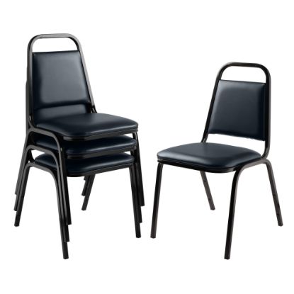 Picture of National Public Seating 9100 Series Vinyl Upholstered Banquet Stack Chairs, Midnight Blue/Black, Pack Of 4 Chairs