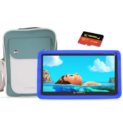 Picture of Linsay 7in Tablet, 2GB Memory, 32GB Storage, Android 12, Blue Kids Defender Case, Fashion Bag, 128GB Micro SD Card