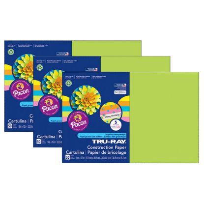 Picture of Tru-Ray Construction Paper, 12in x 18in, Assorted Hot Colors, 50 Sheets Per Pack, Set Of 3 Packs