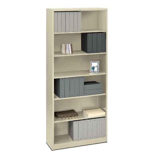 Picture of HON Brigade 6 Shelf Transitional Modular Shelving Bookcase, 81-1/8inH x 34-1/2inW x 12-5/8inD, Putty