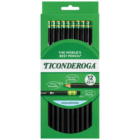 Picture of Ticonderoga Pencils, #2 Soft Lead, Black Barrel, Box Of 12